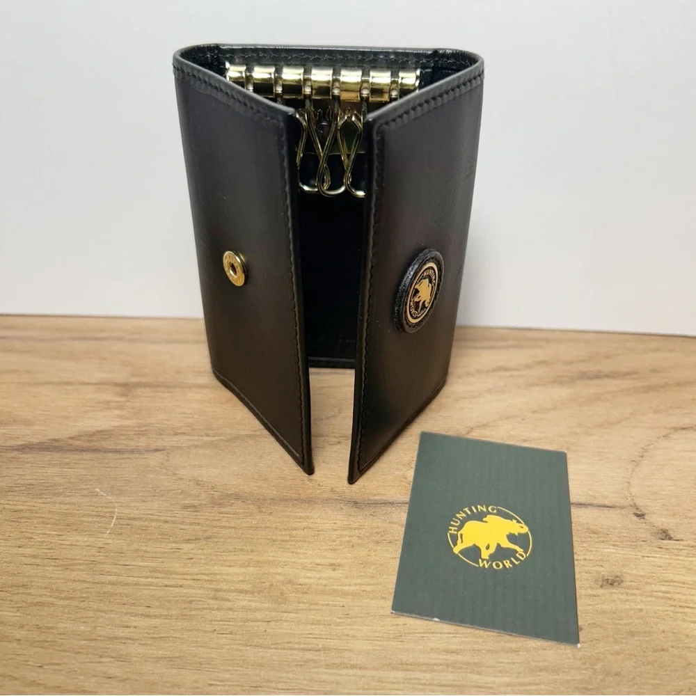 Hunting World Tri-fold Key Case Holder, Durable Small Black Nylon Wallet, EUC